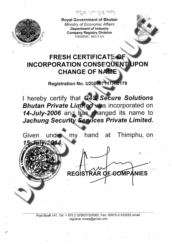 Certificate from MoEA